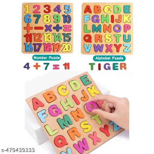 Wooden Alphabets & Numbers Board Puzzle